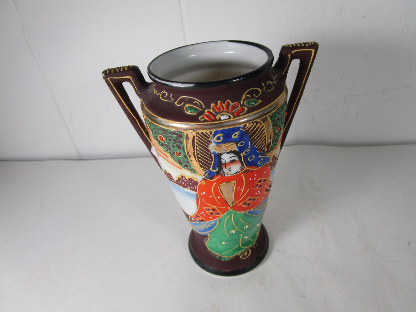 Rare Satsuma Japanese Square Handle Vase