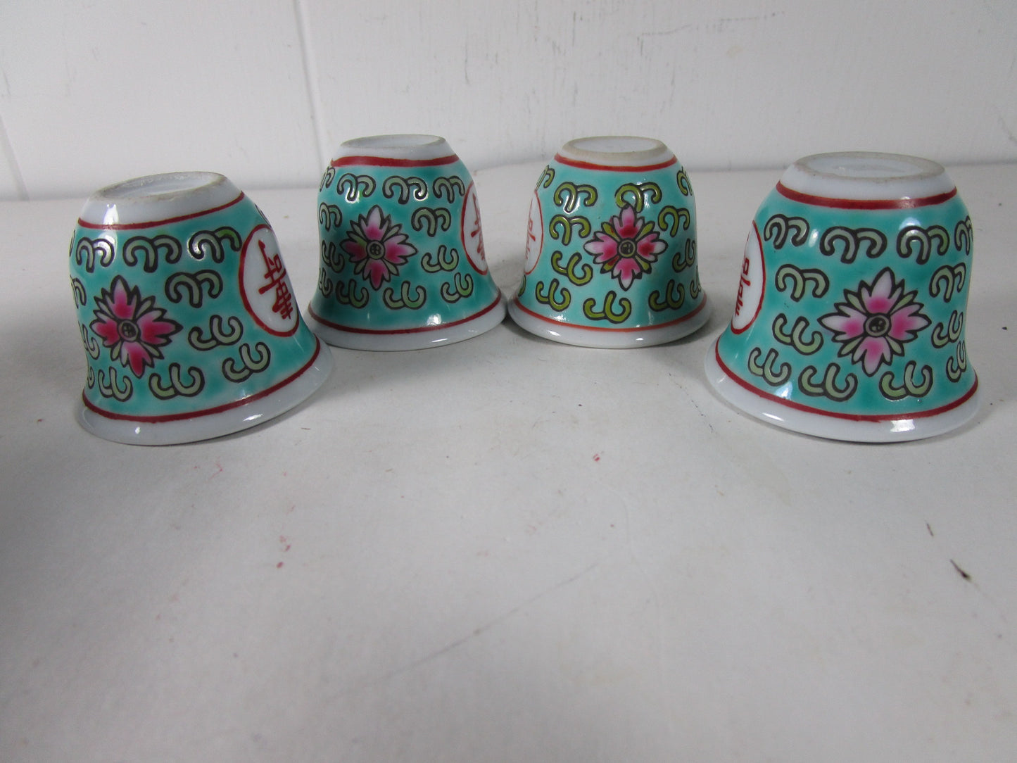 turquoise mun shou Saka cups rare 1950s vintage