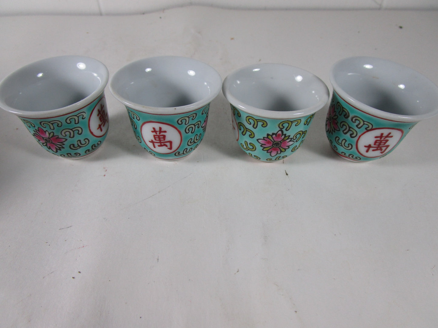 turquoise mun shou Saka cups rare 1950s vintage