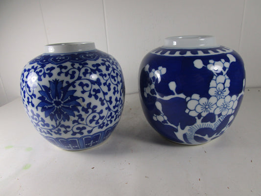 2 prunus  style ginger jars double ring markings