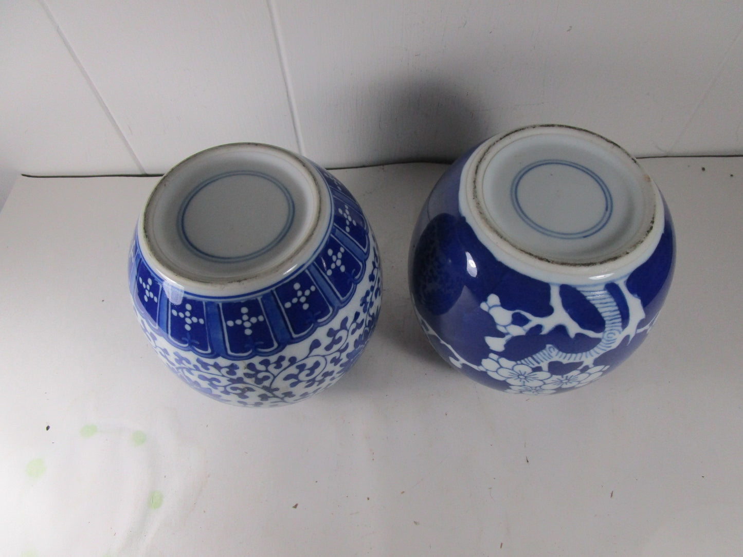 2 prunus  style ginger jars double ring markings