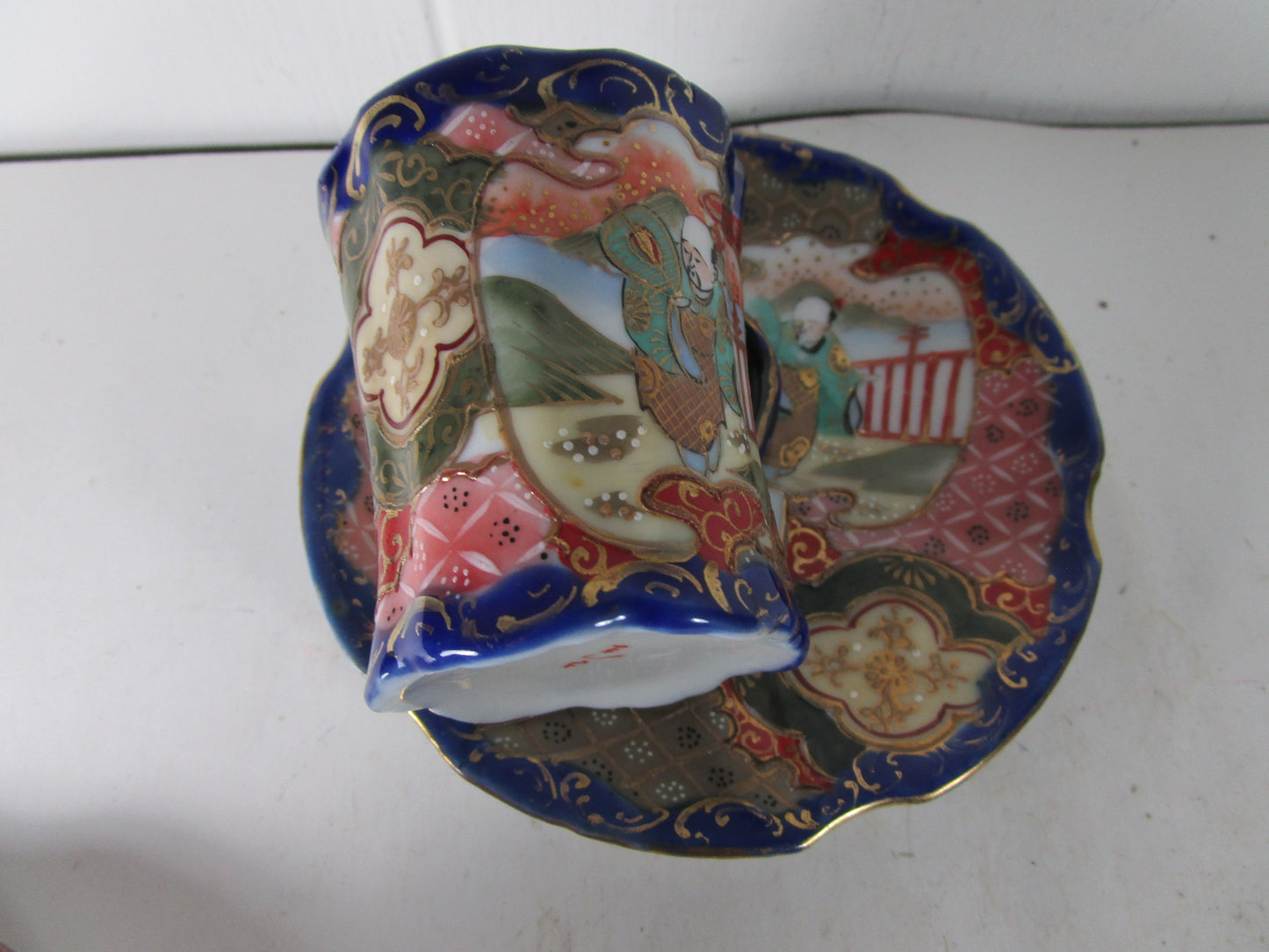 RARE japan kutani immortal male god 3 demitasse tea cup saucers