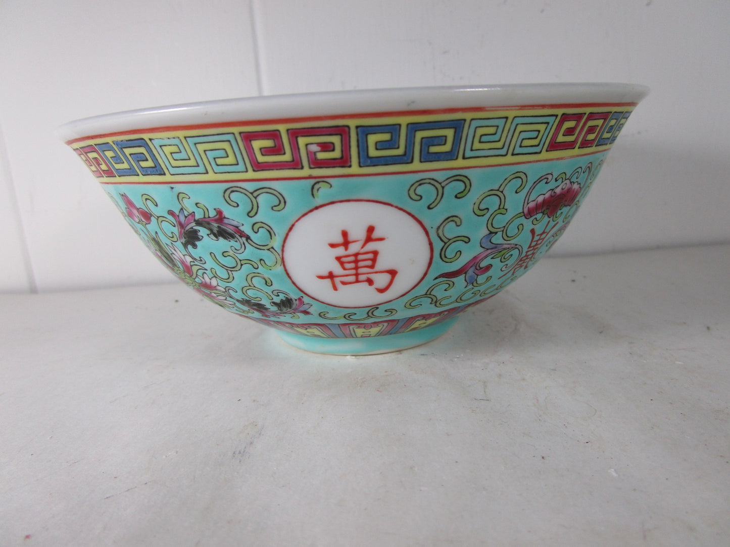 1960 s Zhongguo Jin1gdezen turquoise mun shou 3 vintage bowls|