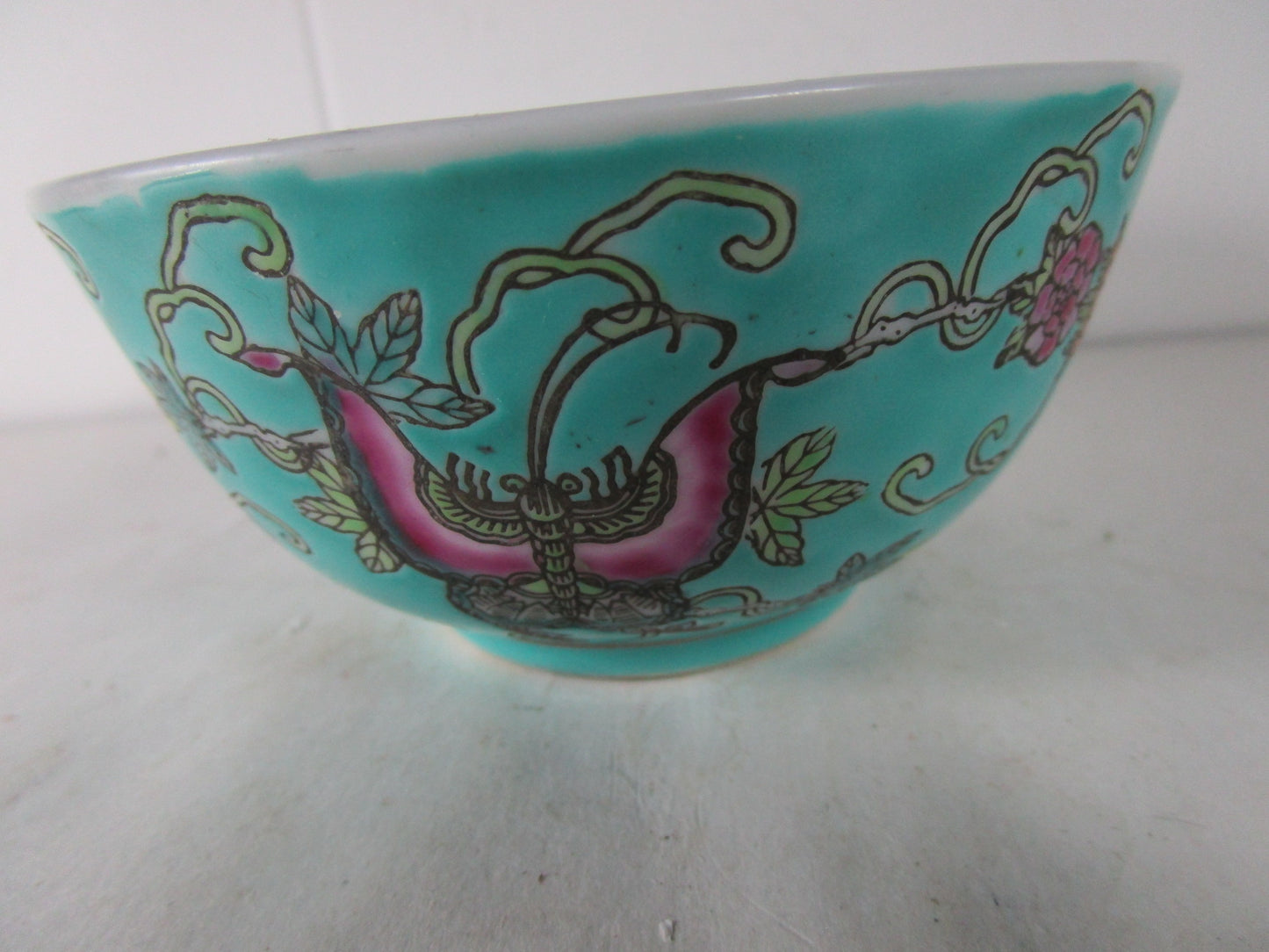 1960 s Zhongguo Jin1gdezen turquoise mun shou 3 vintage bowls|