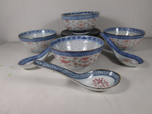 Chinese Rice Grain Hand-Painted Jingdezhen Chrysanthemum rice bowls