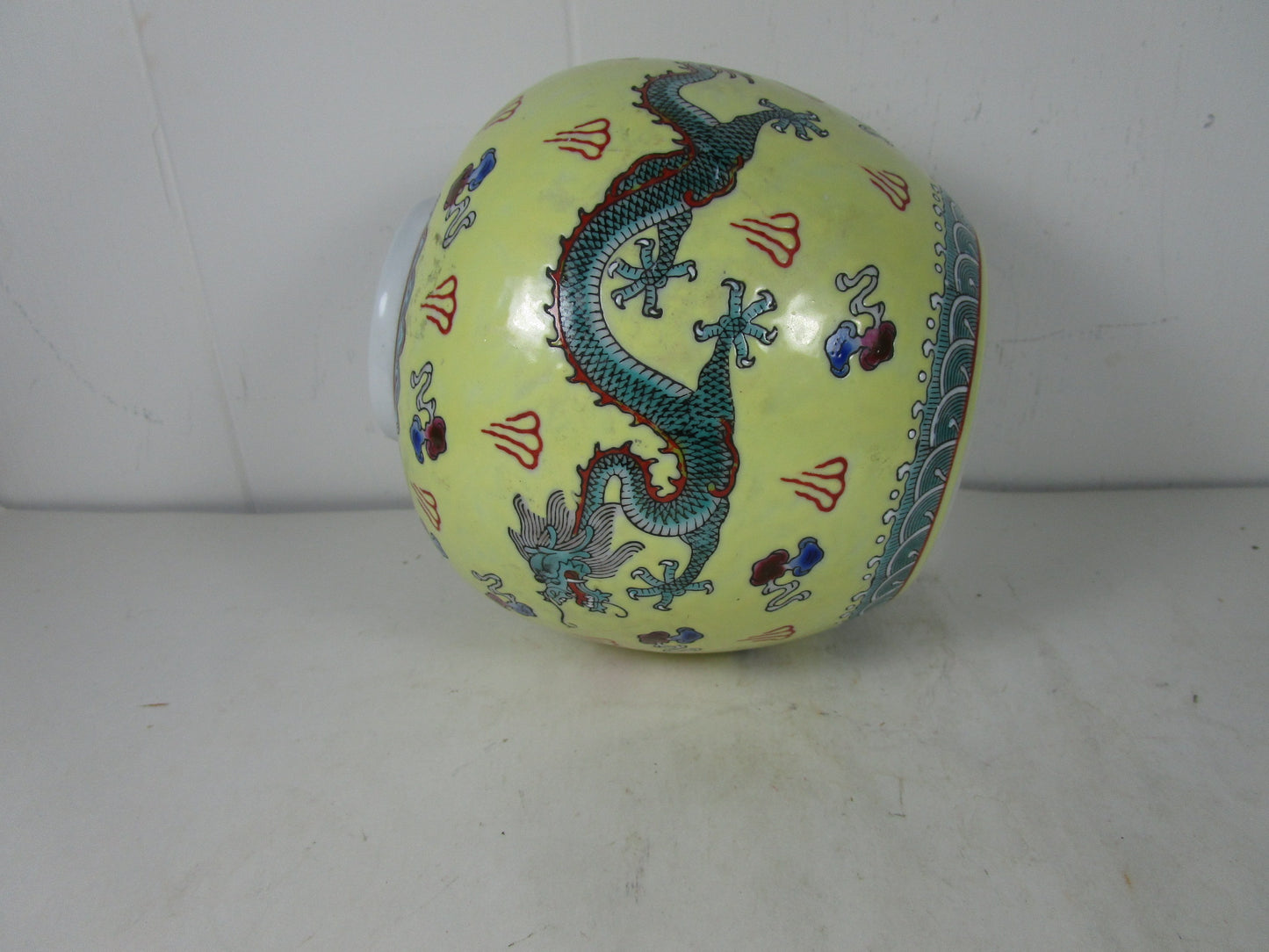 Vintage 5 Claw Royal Dragon Chinese Ginger Jar Yellow