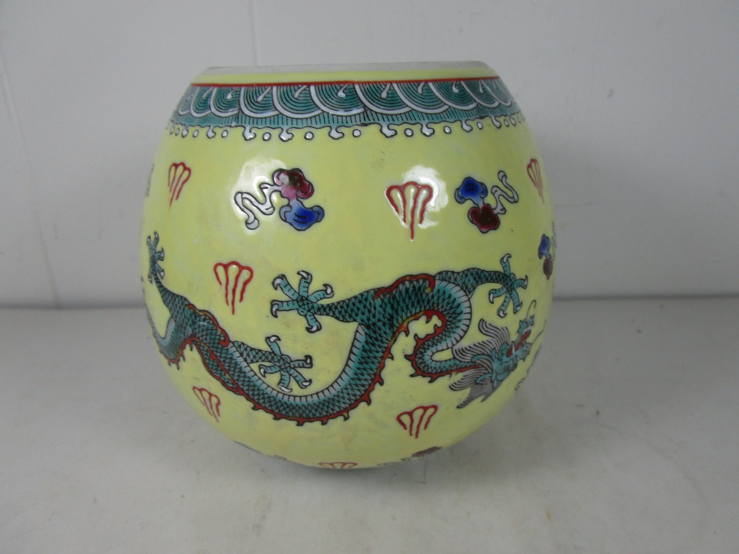 Vintage 5 Claw Royal Dragon Chinese Ginger Jar Yellow