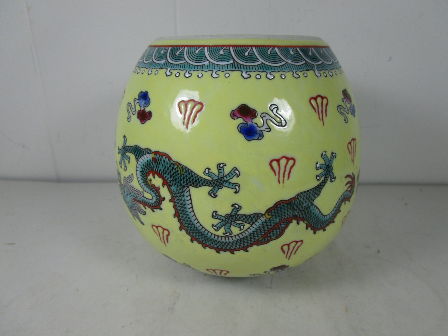 Vintage 5 Claw Royal Dragon Chinese Ginger Jar Yellow