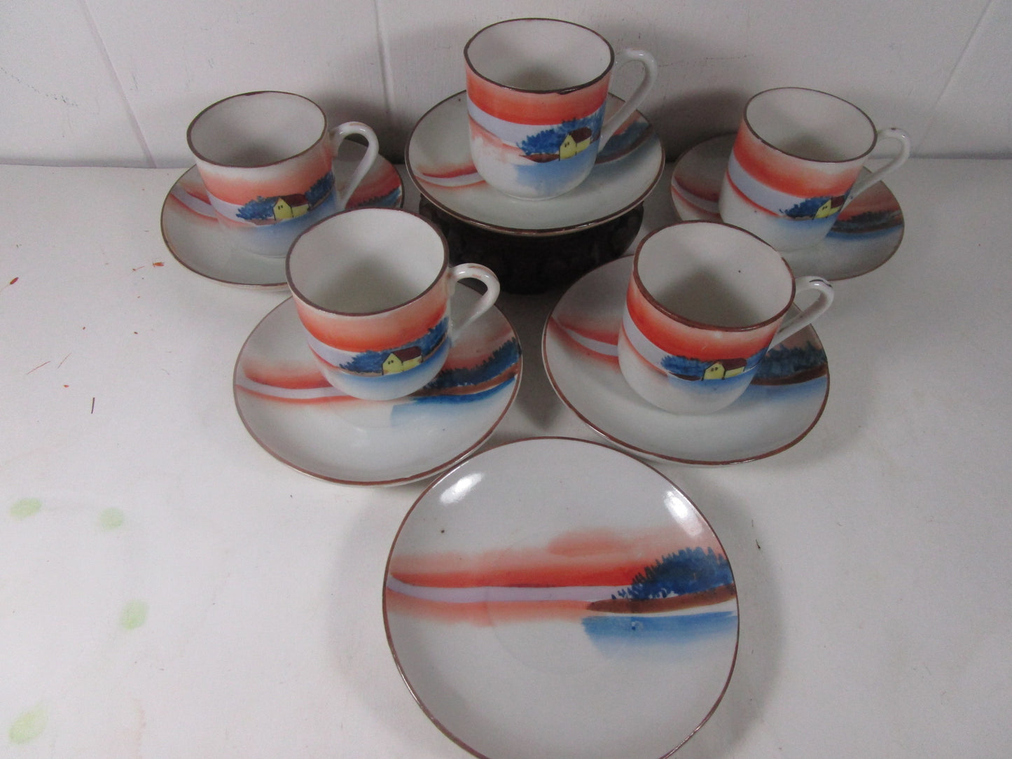 Vintage Noritake Morimura Hand Painted Tea cups saucers 19th century