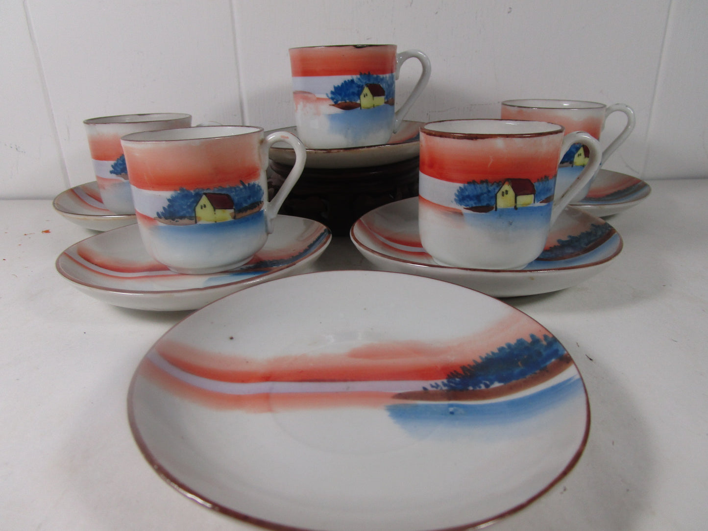 Vintage Noritake Morimura Hand Painted Tea cups saucers 19th century