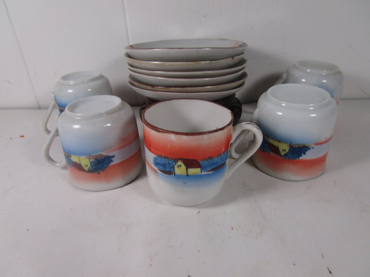 Vintage Noritake Morimura Hand Painted Tea cups saucers 19th century