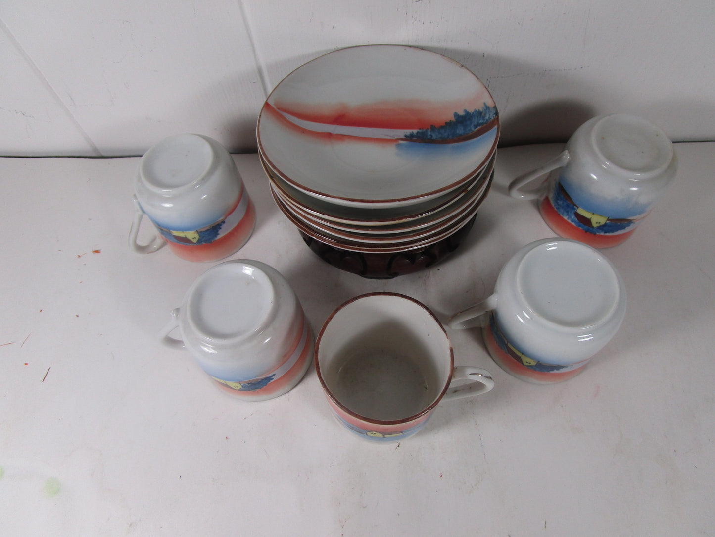 Vintage Noritake Morimura Hand Painted Tea cups saucers 19th century