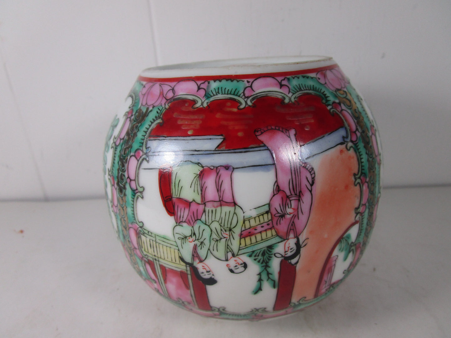 Chinoiserie Famille Rose Medallion Ginger Jar Rare Antique Mark No Lid