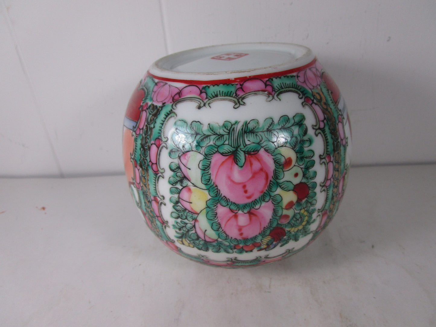 Chinoiserie Famille Rose Medallion Ginger Jar Rare Antique Mark No Lid