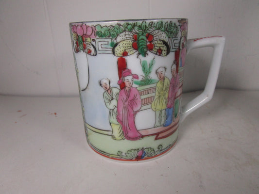 antique rose medallion mug hand painted butterfly  vintage red markings